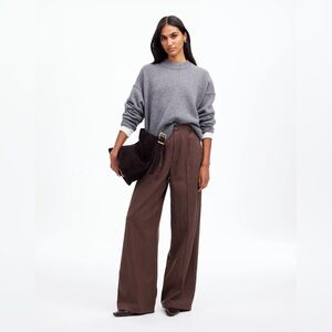 Madewell The Petite Harlow Wide-Leg Pant in Drapey Twill - DARK CAROB
